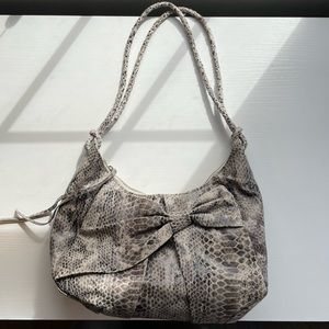 Elliott Lucca Leather Snake Print Shoulder Bag